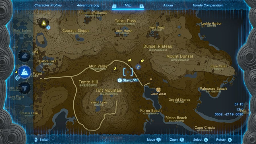 A map showing where to find wood For Lurelin Village Restoration Project In Zelda Tears Of The Kingdom