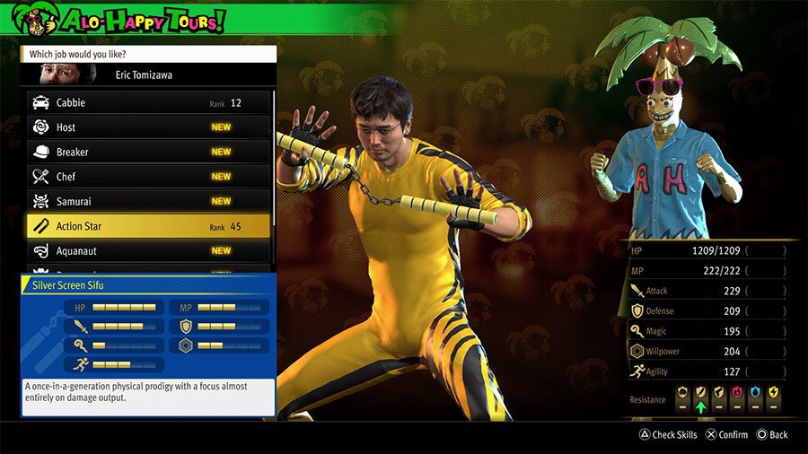 An image showing the skills, abilities, and stats of the Infinite Wealth Job Action Star
