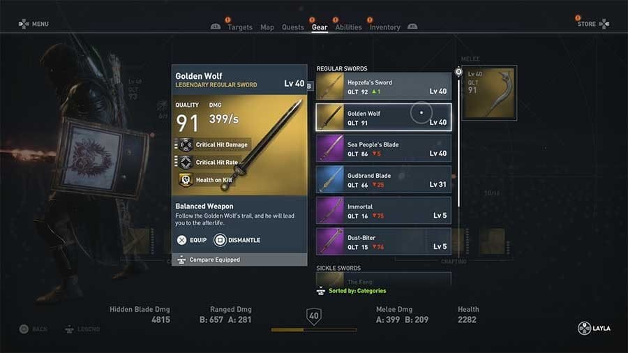 Best Weapons In Assassins Creed Origins - Golden Wolf