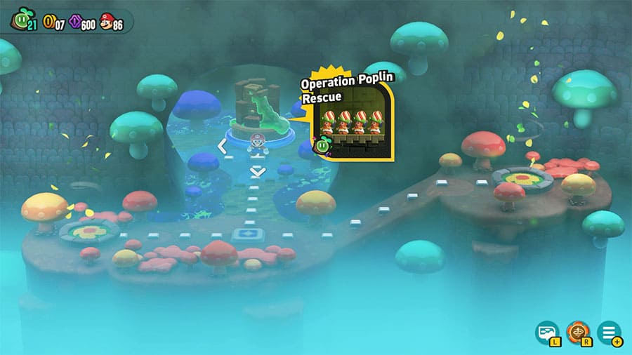A map showing where to find Fungi Mines (W5) Special World Entrance