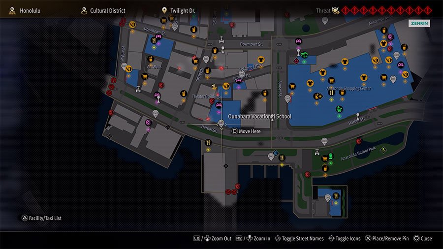 A map showing the best location to level Kasuga's personality stats fast