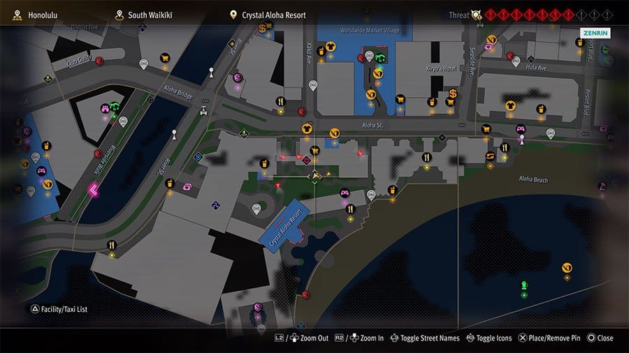 A map showing where to find the dondoko island guest Hula Dancer Sherry