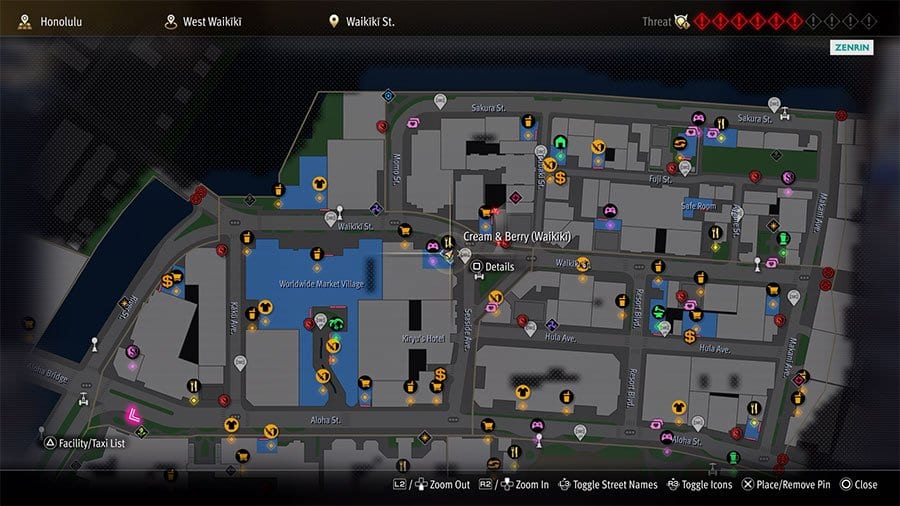 A map showing where to get Machiko as a guest on Dondoko Island