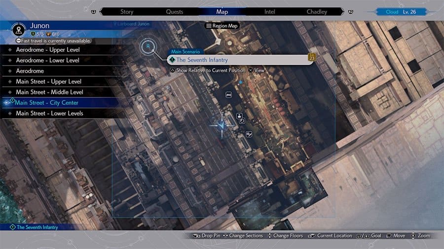 A map showing where to find Seventh Infantry Location #7