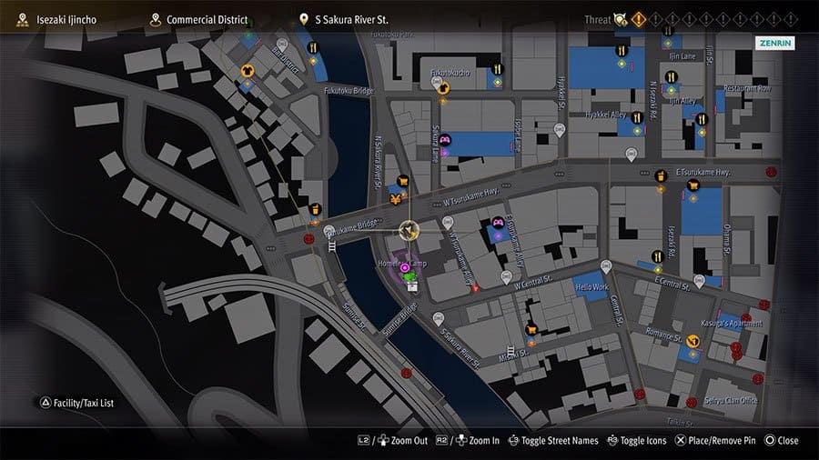 A map showing where to find Substory 1 Radio Active in Like a Dragon Infinite Wealth