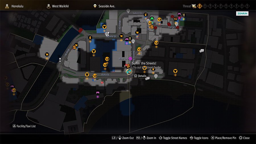 A map showing where to find Substory 6 Surfin the Street