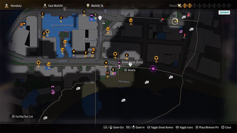 A map showing where to start Substory 8 Snap Those Sickos