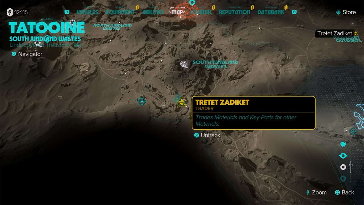 A map showing where to find the 4th Jawa Trader