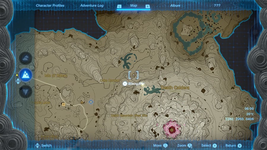 A map showing where to find the treasure at Lizards Lakes